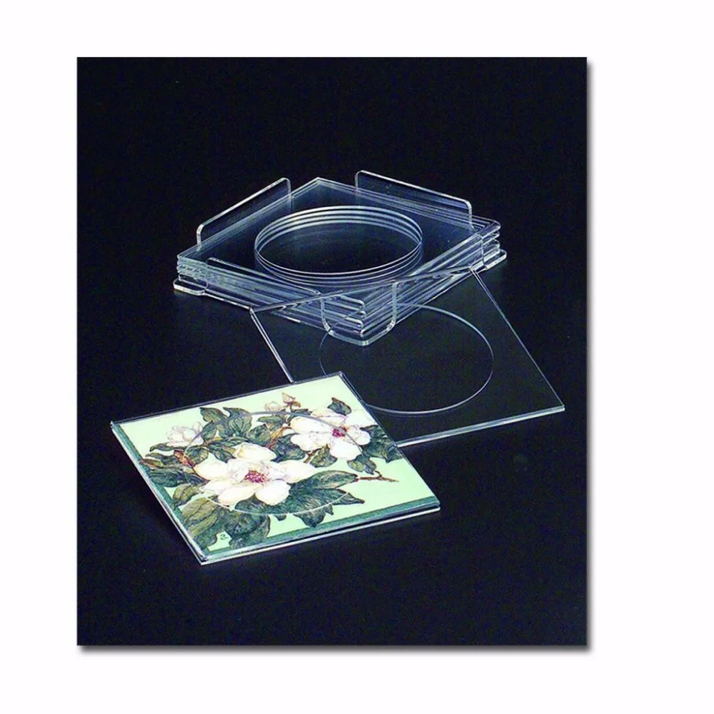 

Square Clear Acrylic Cocktail Coaster Napkin Holders, Set of 6 - Coasters Only