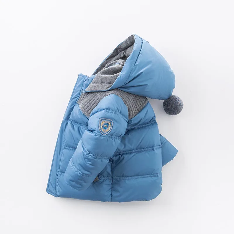 DB5615 dave bella/зимняя куртка-пуховик для маленьких мальчиков детское пуховое пальто на утином пуху детская синяя верхняя одежда с капюшоном