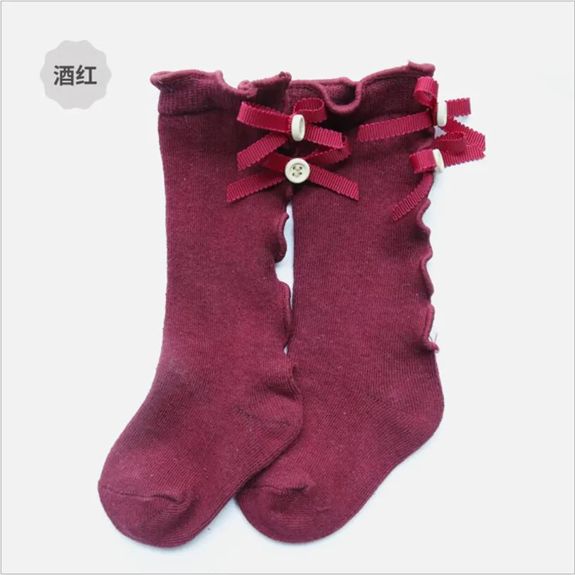 Весенне-осенние носки для малышей Детские дизайнерские Гольфы с кружевным бантом Детские гетры с оборками, хлопковые носки для детей от 0 до 8 лет - Цвет: h