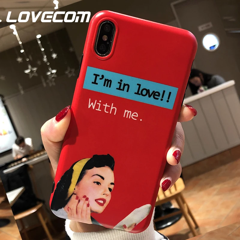 

LOVECOM Retro Selfie Girl Phone Case For iPhone XR X XS Max Case for iPhone 7 8 6S Plus Soft Full Body Phone Back Cover Shell