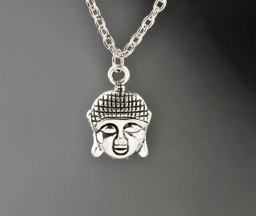 

Buddha Head Necklaces Vintage Alloy Jewelry Antique Silver Pendant Necklace Charms Christmas Gift New 1PCS