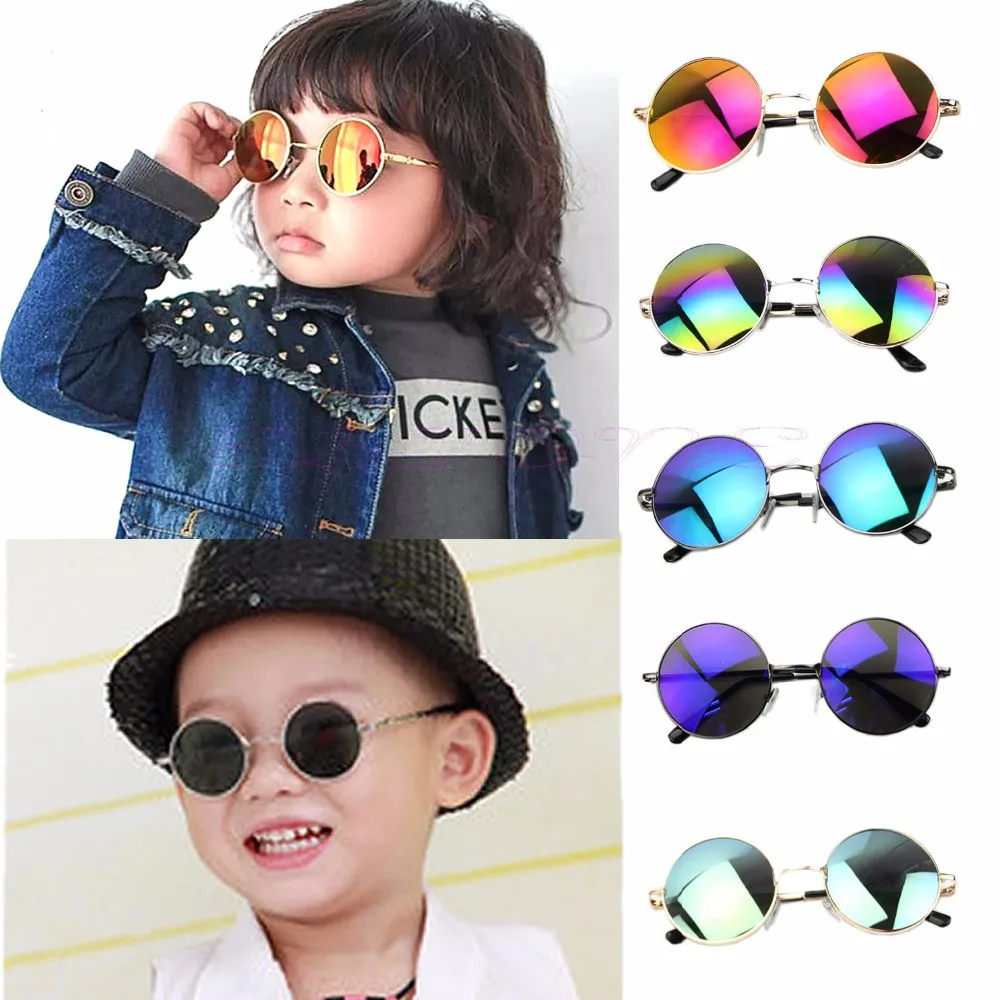 Fashion Children Sunglasses Round glass Baby Boys Girls UV Protection