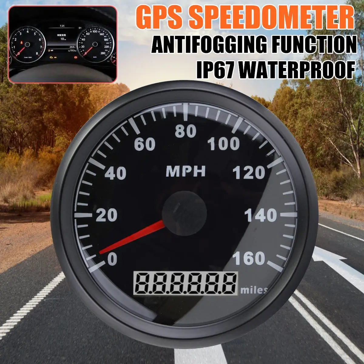 

1Pcs New 85MM Black Stainless Steel GPS Speedometer 0-160MPH For Car Truck Motorcycle