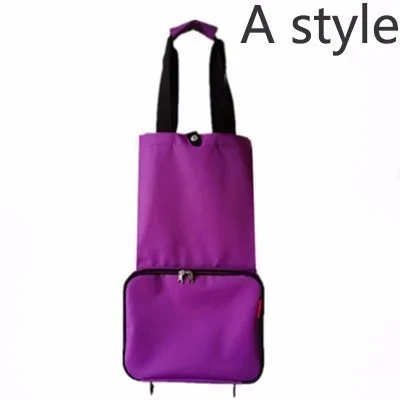Портативная женская сумка для покупок, большая покупка, сумки на колесиках для овощей, складные сумки для покупок - Цвет: A Style purple