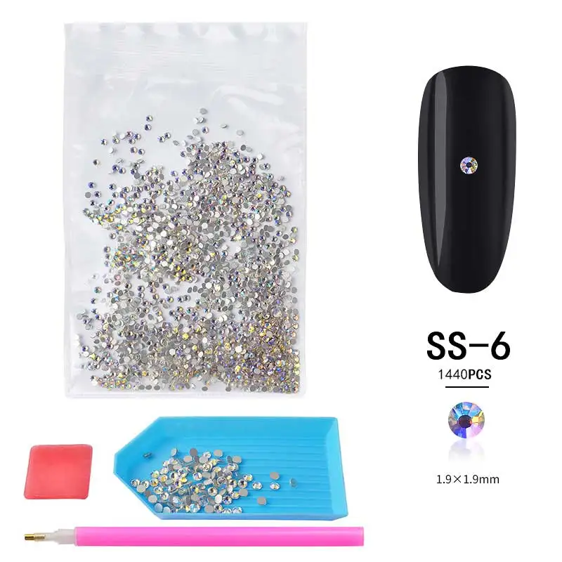 1 упаковка смешанные SS3-SS20 Звездные AB Кристаллы Стразы для ногтей Блеск 3D FlatBack Стеклянные стразы драгоценные камни с точечными инструментами для украшения ногтей - Цвет: SS6 (1440Pcs)