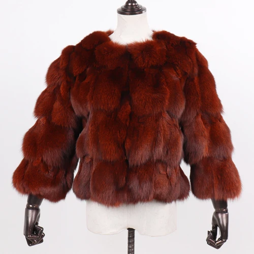 Женское зимнее пальто из натурального Лисьего меха, натуральное теплое качественное пальто из лисьего меха для русской леди, модная верхняя одежда из натурального Лисьего меха - Цвет: color 1