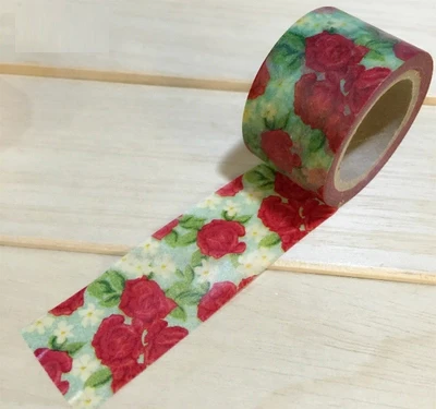 

Beautiful 30mm*10m and 15mm*10m high quality washi paper tape/red rose masking japan washi tape