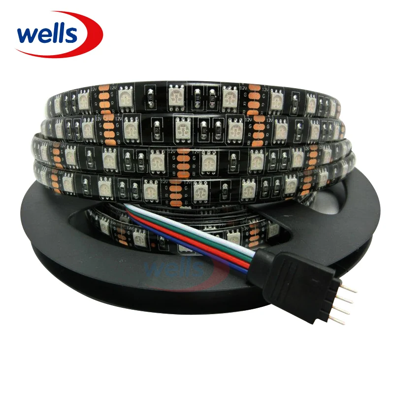 DC12V 5m 5050 LED Strip 60LED/M White Warm White RGB Black PCB 5050 SMD LED Strip Waterproof IP65/Waterproof IP20