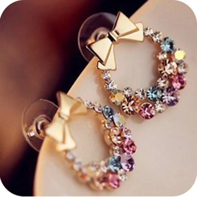 

2019 new brand design Korean version of the earrings minimalist delicate flower bow earrings for women.