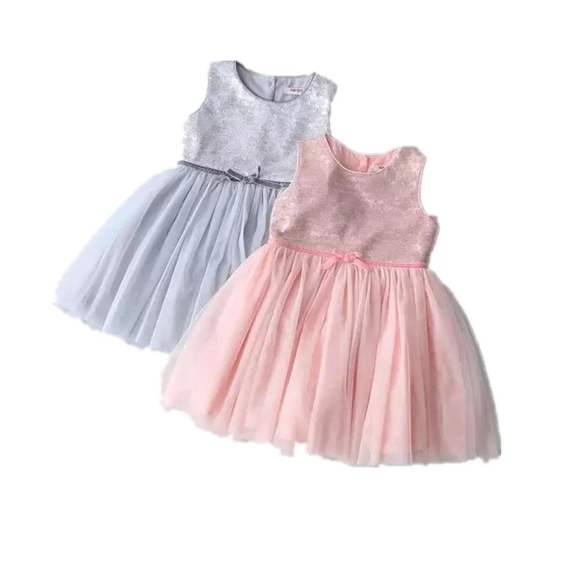 

Baby Girl Summer Dress 2017 Hight-quality Cotton Lace Princess Dress Sweet Stitching Sequined Sleeveless Dress/Disfraz Princesa