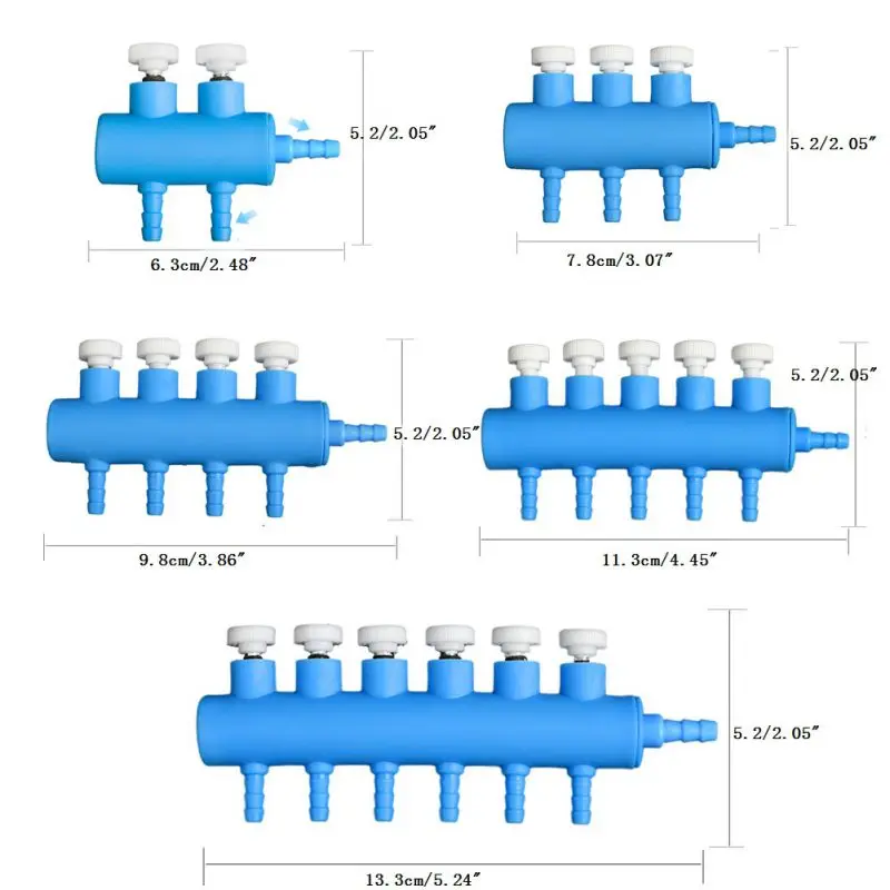 

Aquarium Air Flow 4/6/8/10/12 Way Outlet Air Pump Flow Lever Control Valve Manifold Splitter Switch Tap Oxygen Tube Distributor