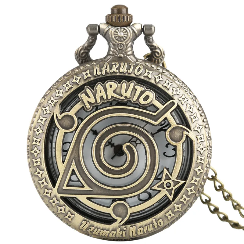 Новое поступление для мужчин Наруто тема Deisgn Fob карманные часы полый чехол половина охотник кулон часы лучший подарок для женщин и детей