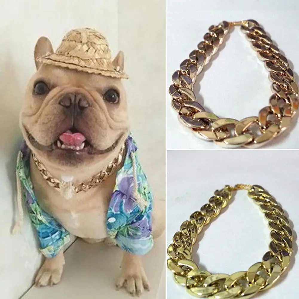 

36cm/45cm cute Adjustable cat Dog Punk Chain Collar Lead Wide Necklace Pet Accessory