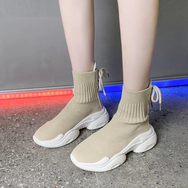 beige sock trainers