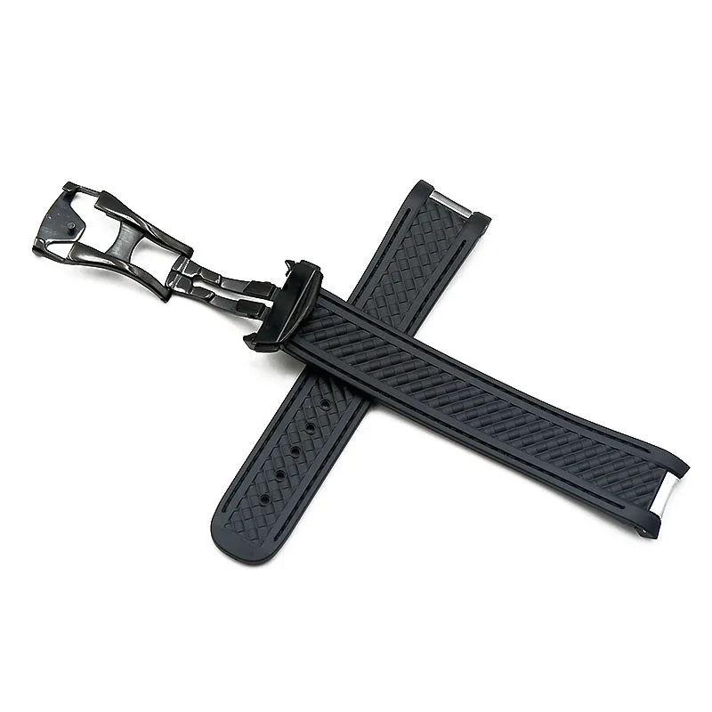 Tanie Męski pasek silikonowy 20mm akcesoria do zegarków Omega hippocampus 300 AT150 8900 metrów marine rubber butterfly buckle watch band