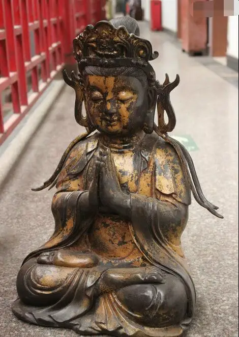 

22" Tibet Buddhism Temple Tara Goddess GuanYin Kwan-yin Amitabha Buddha Statue