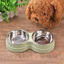 Cute Stainless Steel Double Bowl Puppy/Cat Food Water Feeder