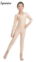 SPEERISE Children Fresh Long Sleeve Unitard Skin Tight Jumpsuit Spandex Full Body Scoop Neck Ballet Costumes for Kids