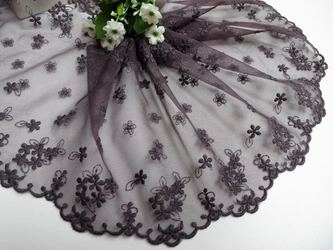 15cm Dark Grey Lace Trim 5Meters/lot Double Side Lace Embroidered DIY