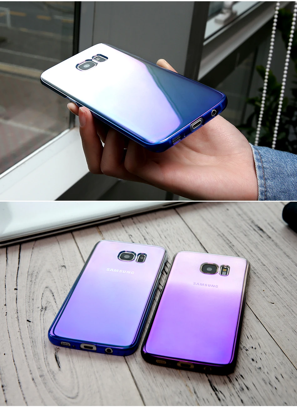 FLOVEME Plating Case For Samsung Galaxy S7 Edge S6 S6 Edge Gradient Color Ultra Thin Hard PC Protective Cover For Galaxy S8 Plus_11