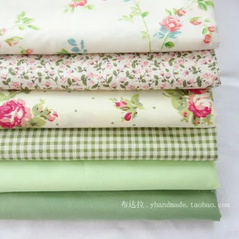 

Cotton Fabric No Repeat Design green Patchwork Fabric Fat Quater Bundle Sewing For Fabric 6 pieces/lot 20cm*25cm