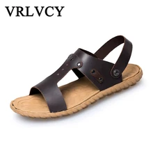 Новые летние мужские сандалии ручной работы; повседневная кожаная обувь в римском стиле; высококачественные модные сандалии с открытым носком