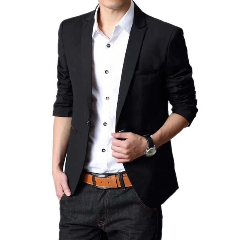 Men Casual Slim Fit Blazer Black Suits Jacket Men Outwear ...