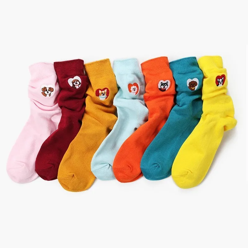 

PEONFLY 2019 New Cute KawaIi Cartoon Women Combed Cotton Socks Funny Shiba Inu Dog Corgi Lovely Animal Pattern Casual SockS