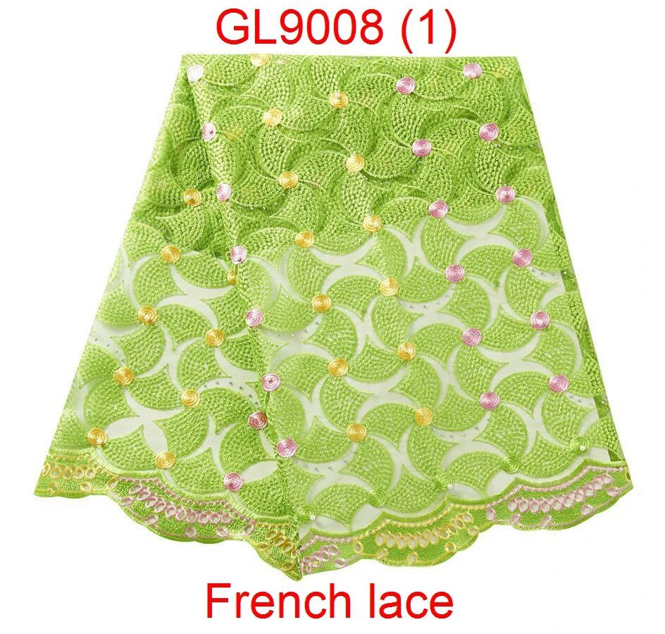 2019 African Laces Fabrics Embroidered Nigerian 3D Guipure French Cord Lace Fabric High-quality  African French Net Lace Fabric GL9008 (1)
