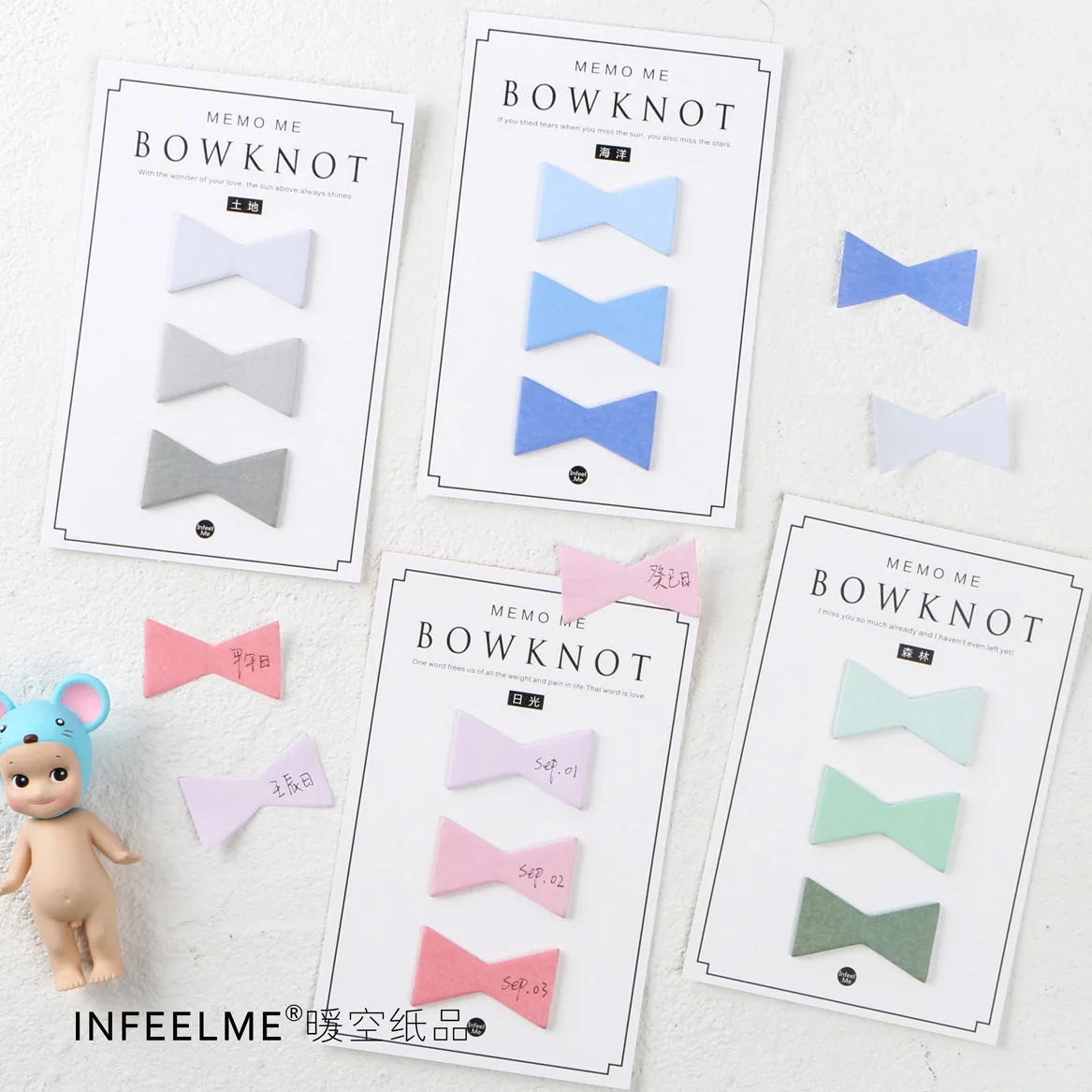 

20 sets/1 lot Creative bowknot Memo Pad Sticky Notes Escolar Papelaria School Supply Bookmark Notepad Label