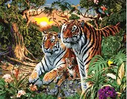 

MaHuaf-W951 couple tiger in forest DIY oil painting By Numbers Kits Paint On Canvas animal picture for bedroom decoration