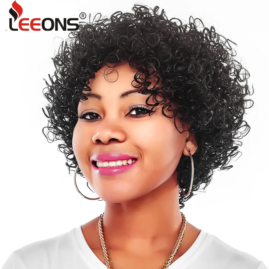 Buy Leeons 6inch Short Afro Kinky Curly Synthetic Wigs