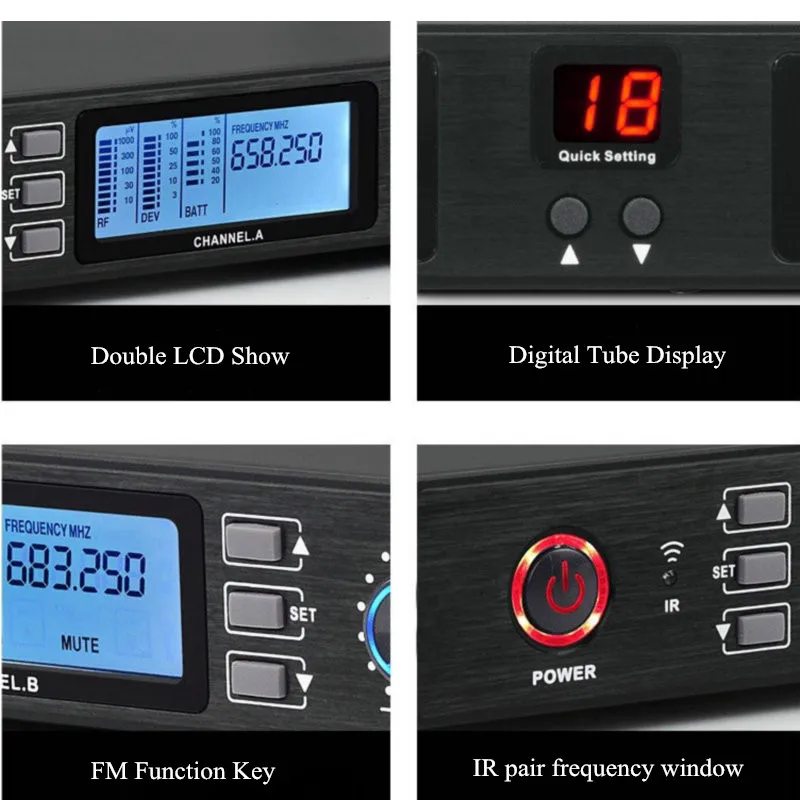 Одежда высшего качества! Чистый звук Профессиональный UHF двойной ручной Двухканальный беспроводной микрофон