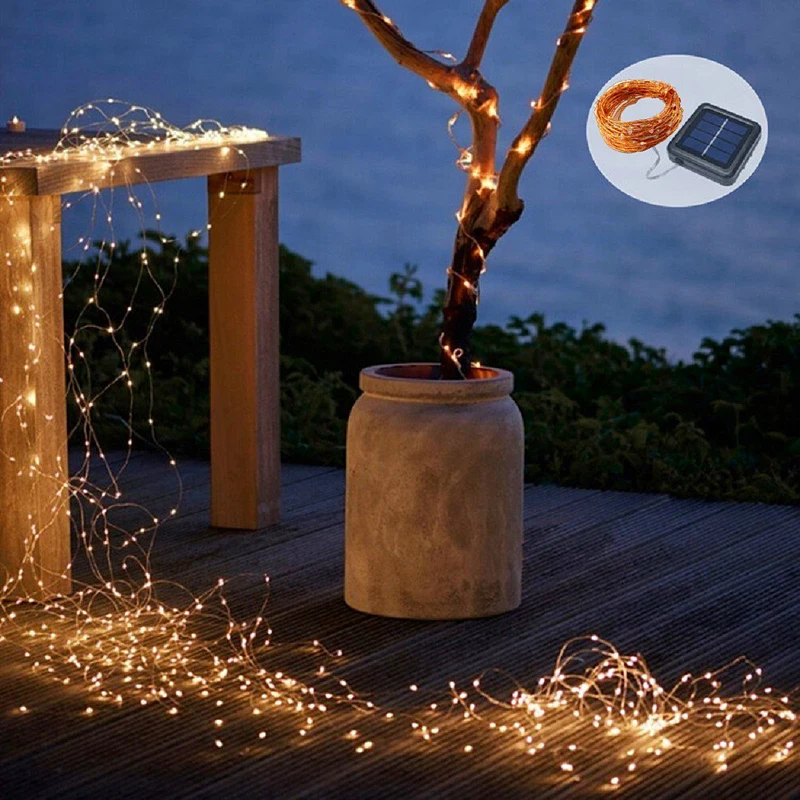 Solar Panel Powered LED Copper Wire Sting Lights 8 Modes 5M 10M 20M Colorful Solar Lamp Waterproof IP44 Garden Party Decor Light (17)