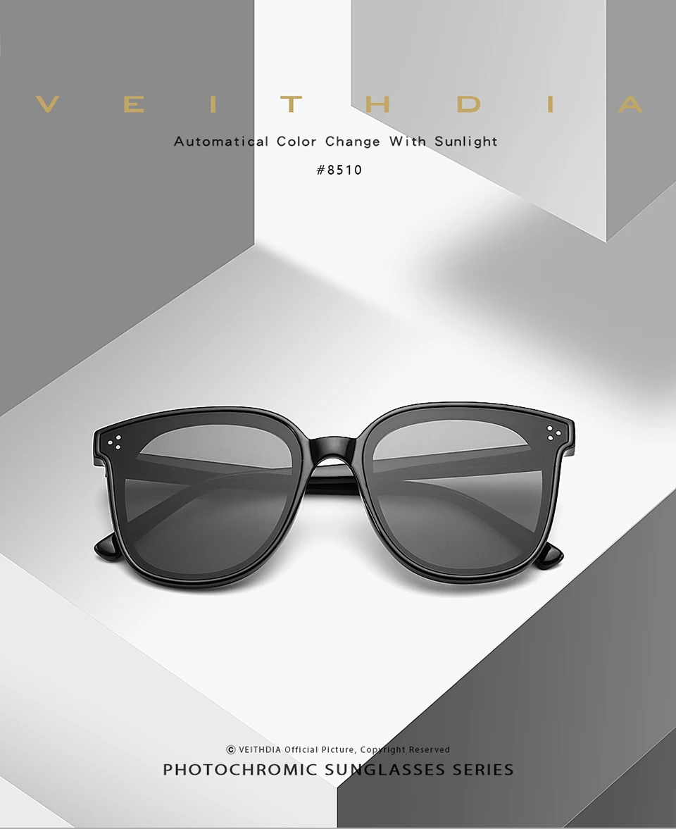 Бренд VEITHDIA, винтажные дизайнерские солнцезащитные очки унисекс, поляризационные, UV400, фотохромные линзы, для мужчин/женщин, 8510