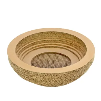 

Cat Scratch Board Round Cat Bed Corrugated Cat Paper Bowl with Catnip Cardboard Bowl Grinding Claw Cat Sleeping Bed Pet Toy