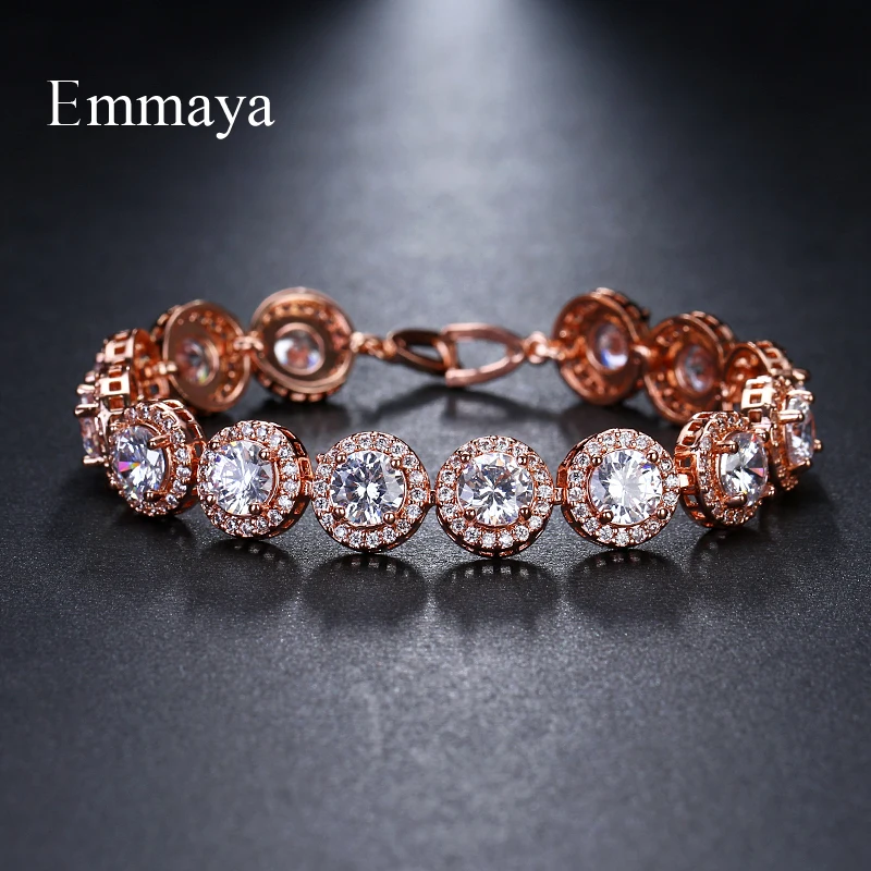 Goedkoop Emmaya Brand Charm Classic AAA Cubic Zirkoon Drie Kleuren Rondel Armbanden Voor Vrouw Elegantie Bruiloft Verjaardagscadeau
