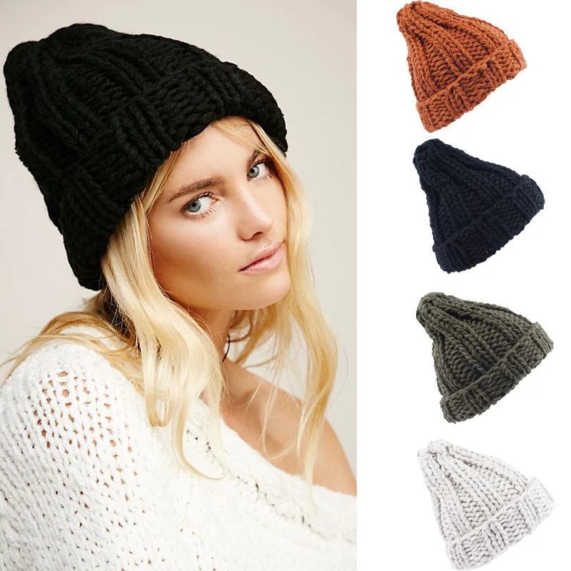 UK Women Winter Beanie Hat Knitted Ladies Fashion Warm Soft Solid color Ski Hats