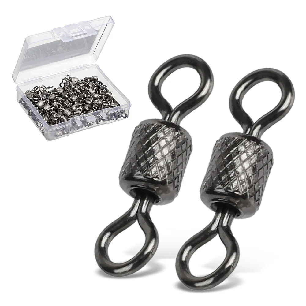 DONQL 50100pcs Fishing Swivel Connector 20#-12# Barrel Rolling Solid Rings For Fishhook Bearing Swivel Fishing Accessories (2)