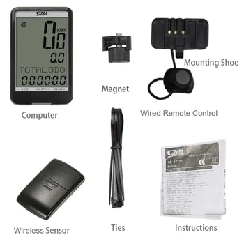 

SUNDING Waterproof LCD Display Bike Bicycle Speedometer Wireless Computer Stopwach Odometer With Green Backlight
