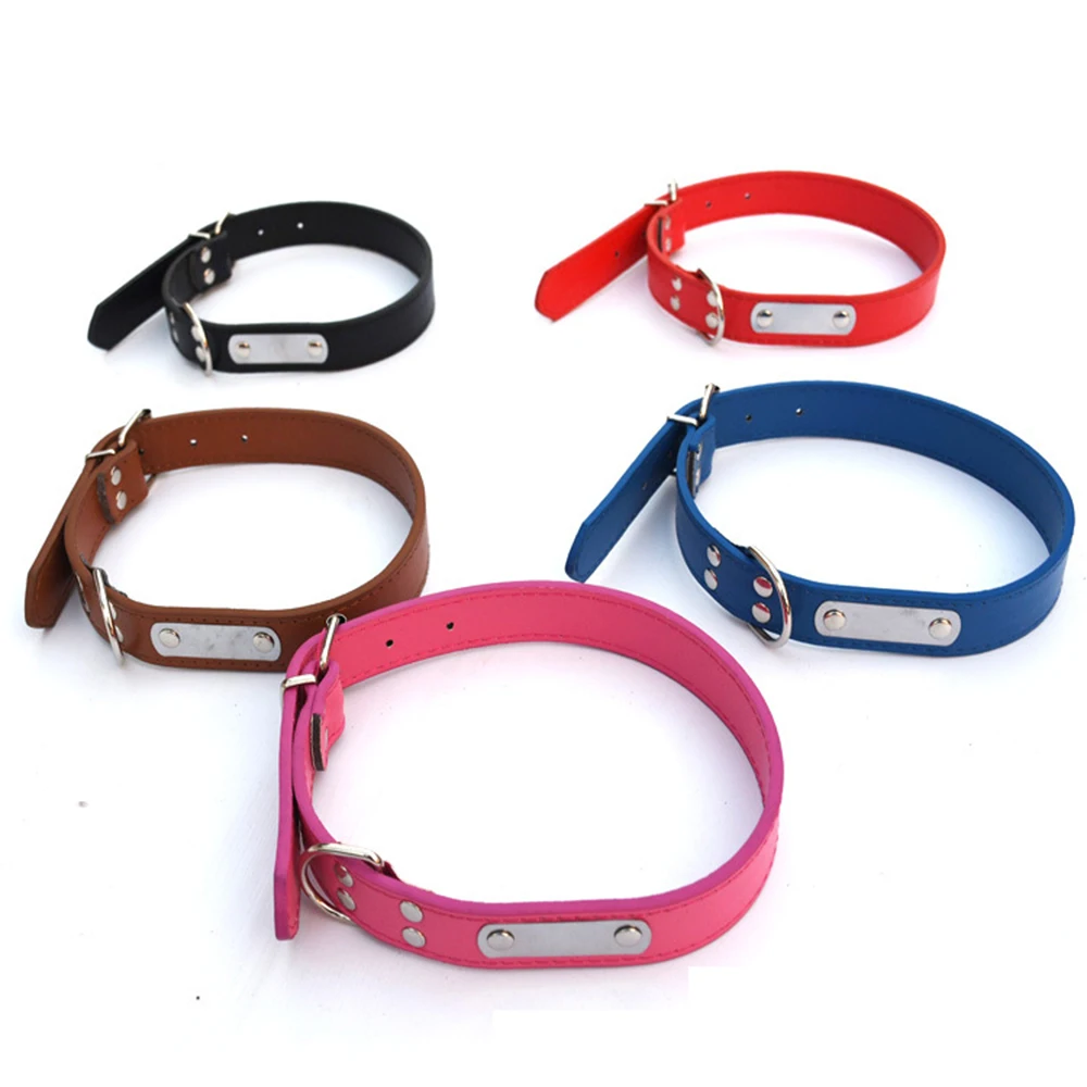 

Designer PU Leather 4 pure color simple Small Dog Collar Pet Puppy Cat Perro Adjustable Collar with Strong Buckle for dogs
