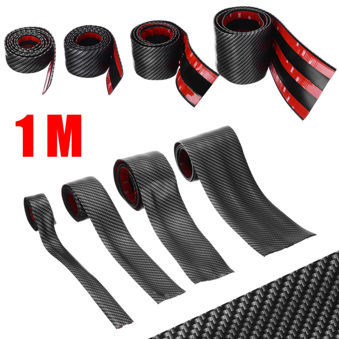 For Car Styling 3/5/7/10CM 1M Car Carbon Style Rubber Moulding Strip Soft Black Door Sill Protector Edge Guard Stickers Mayitr