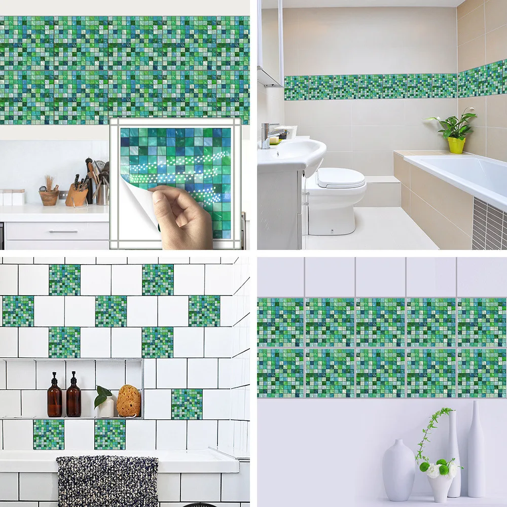 

10pcs Self Adhesive Waterproof Marble Mosaic Wall Art Kitchen Tile Sticker