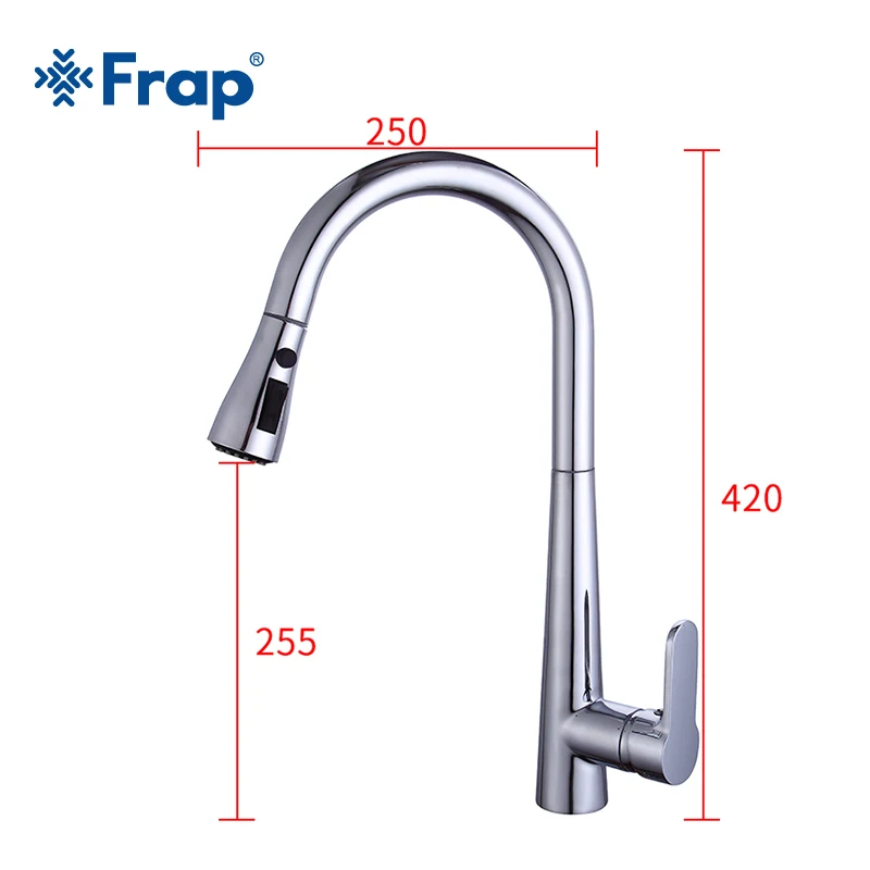  Frap New Kitchen Faucets Single Handle Pull Out Kitchen Tap Single Hole Handle Swivel Sink Mixer Ta - 32902899556