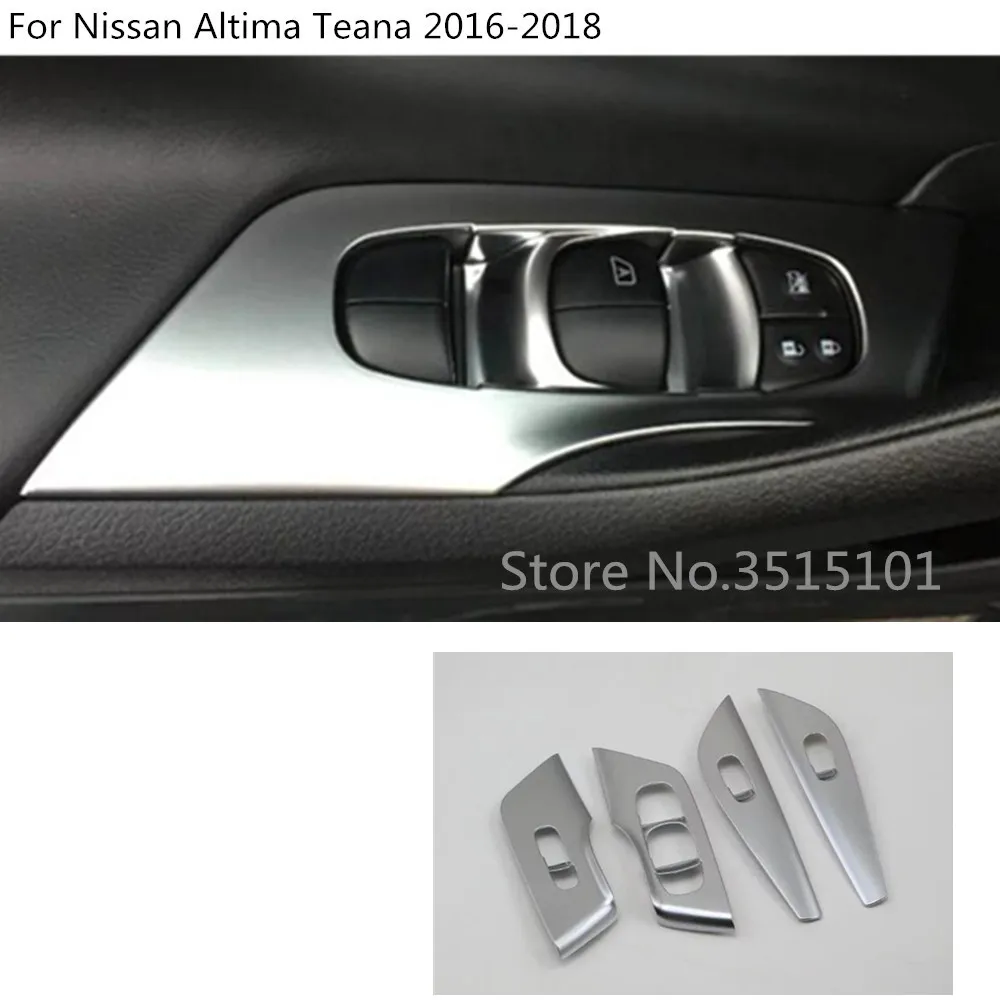 

car body door Window glass inner panel Armrest Lift Switch Button trim frame molding 4pcs For Nissan Altima Teana 2016 2017 2018