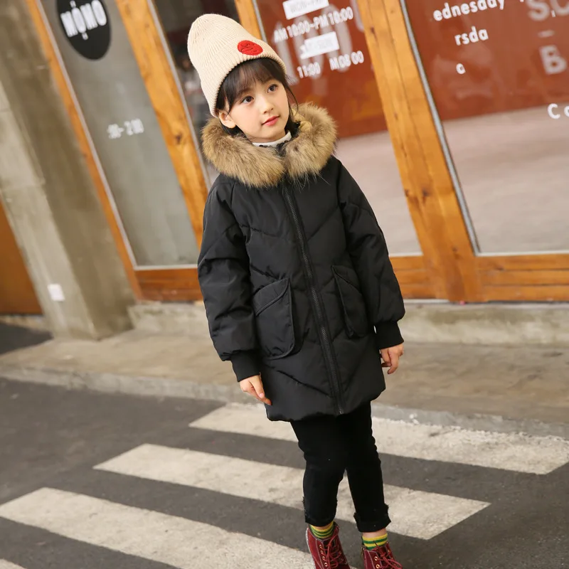 

Autumn Winter Children Thermal Cotton zipper Coats Teenage Kids Girl Hooded Collar Outerwears Baby Girls Parkas 6 8 10 12 14 Y
