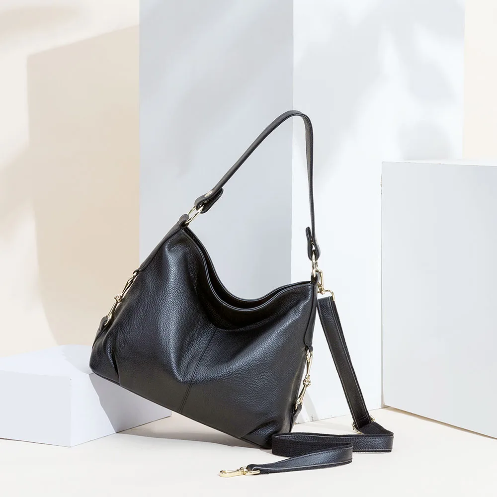 Cena Zency nowy Model kobiet torba na ramię 100% prawdziwej skóry torebki klasyczny czarny Hobos mody pani listonoszówka Crossbody