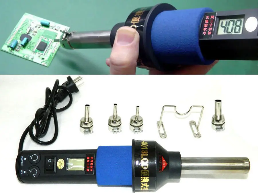 220V 450W 450 Degree LCD Adjustable Electronic Heat Hot Air Gun Desoldering Soldering Station IC SMD