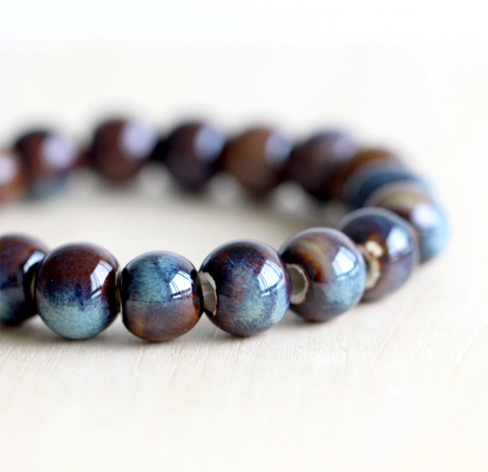 Women Lucky round bead Strand Bracelets Round Shape Handmade Ceramic Bangles Boho Style Beaded Bracelet Girls Birthday Gift (2)