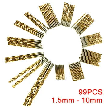 

99pcs Titanium HSS Drill Bits Coated 1.5mm - 10mm Stainless Steel HSS High Speed Drill Bit Set For Electrical Drill Tools HT706